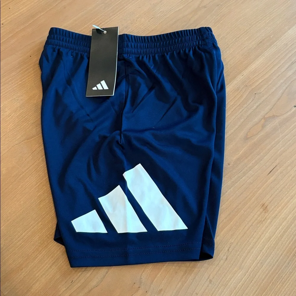 Adidas Kids Boys size 5 Navy Blue Athletic Shorts elastic waistband New